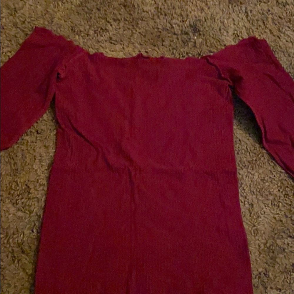Burgundy cropped off the shoulder shirt